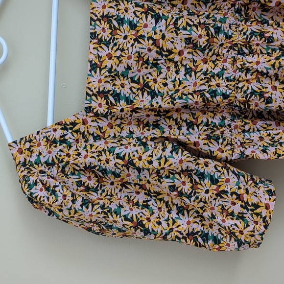 Large Melrose and Market Floral Flower Top Shirt Pink Green Black Cotton - Picture 9 of 14